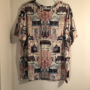 Shein Curve Womens 2XL Printed Top Historic Landmarks